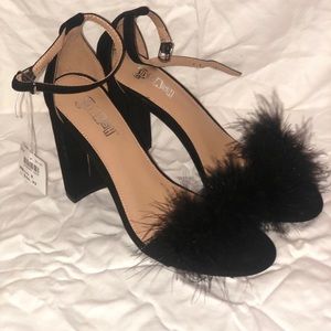 Brand new Black fluffy heels